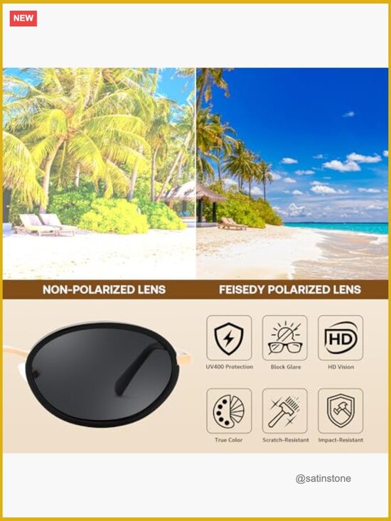 Polarized Oval Metal Sunglasses UV400 Protection TR90 Frame Classic Retro main image 6